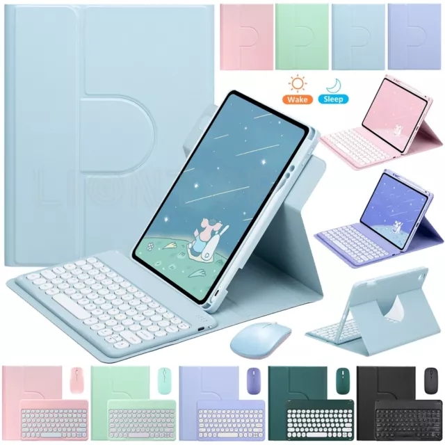 Rotating Case Cover With Keyboard Mouse For iPad 7/8/9/10th Gen Pro 11 Air 5 4 3