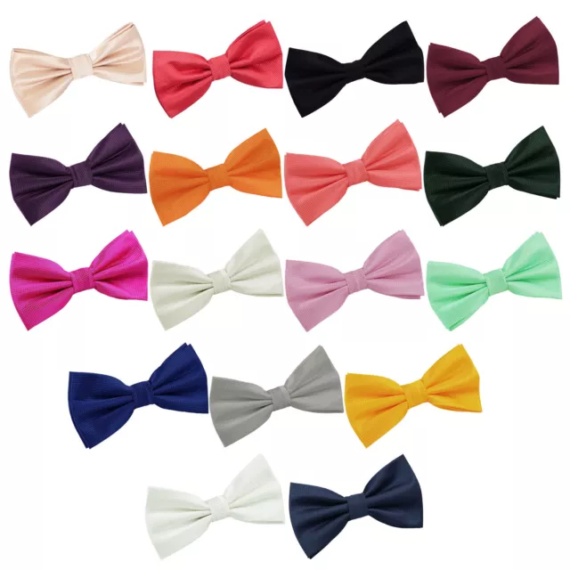 Mens Boys Pre-Tied Bow Tie Woven Plain Solid Check Formal Wedding by DQT
