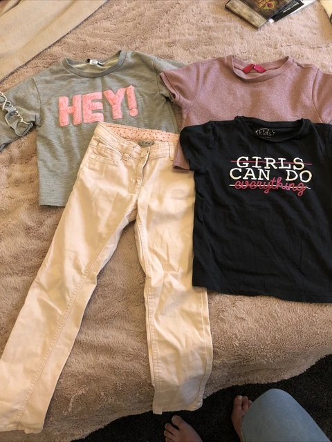 Girls Age 7-8 Years Bundle Next Primark Pink Skinny Jeans Tshirt Jumper