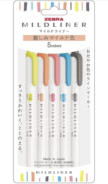 Zebra Mildliner Pennarello evidenziatore creativo a doppia testa a 5 colori...