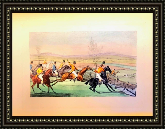 1800s Antique Equestrian Watercolor Woodcut Etching Bookplate Print Henry Alken