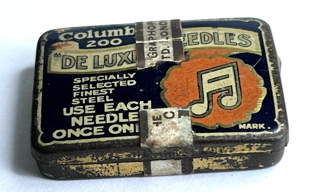 Vintage Columbia Deluxe Gramophone Needle Tin Empty 4.5 x 3 cm's