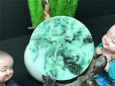 100% Natural manual delicate carved Myanmar green fine emerald monkey pendant 64