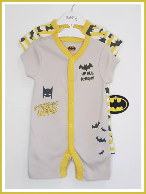 DC Comics Batman 2 Pack Rompers Baby Boys Character All In Ones 0-3m NEW