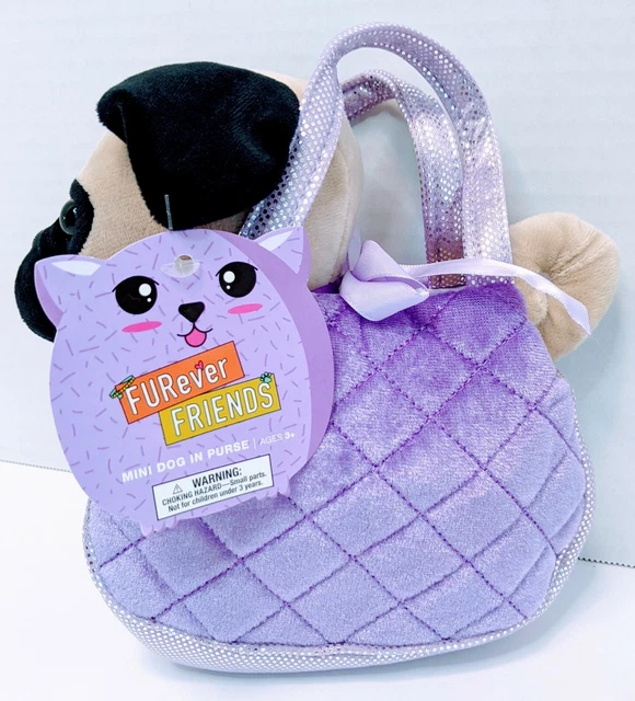 FURever FRIENDS 7" MINI DOG IN PURSE PUG PLUSH TOY.          10