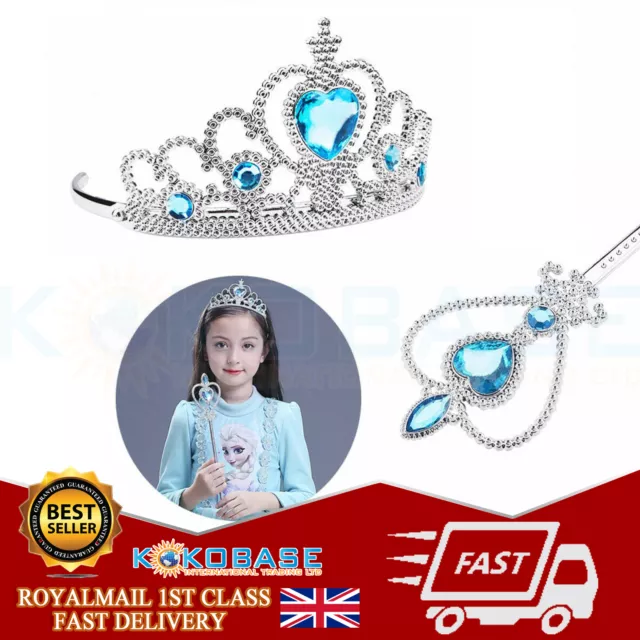 Bacchetta e corona tiara principessa congelata regina Anna Elsa set 2 pezzi