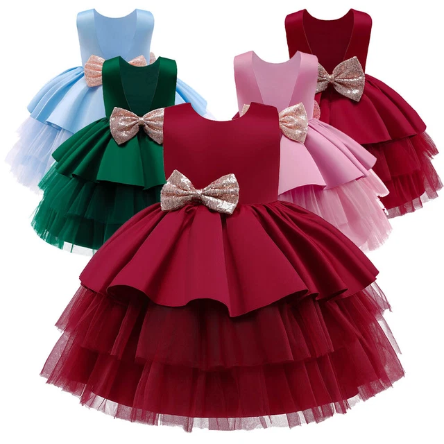 Toddler Girls Princess Dress Sequins Bow Gown Birthday Party Wedding Dresses