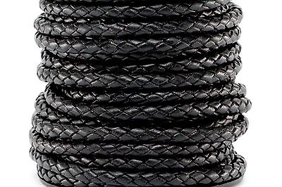 Premium Genuine Round Bolo Braided Leather Cord Rope String Lace 5MM 3/16"