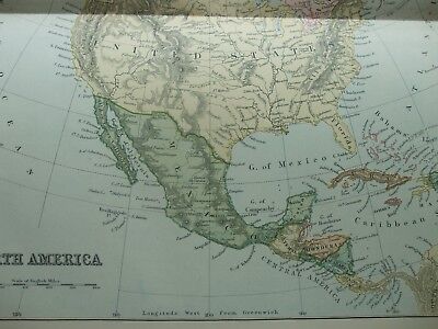 Antique Print Dated C1870's Map Of North America United States USA Folding Atlas 2