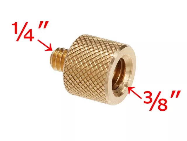 3/8" Female To 1/4" Male Brass Screw Camera Tripod Thread Adapter - UK STOCK