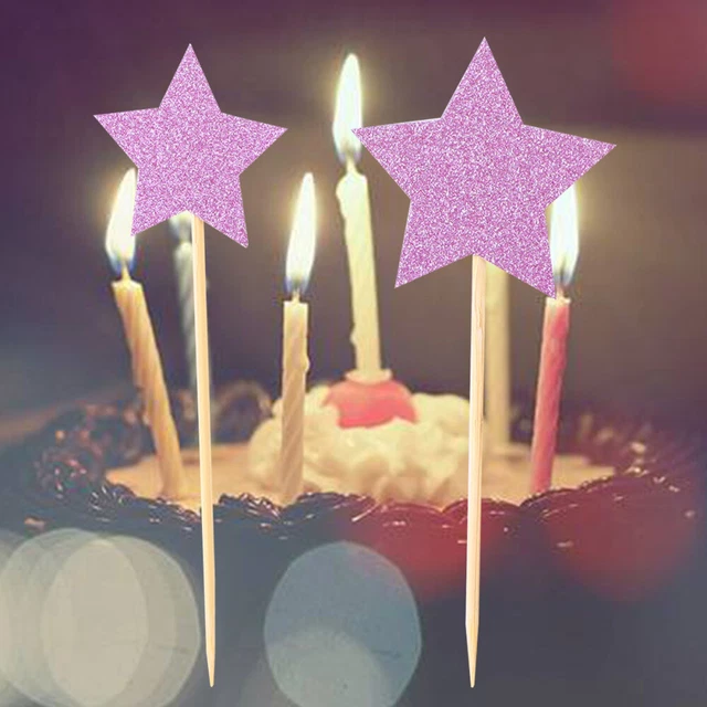 Palos de tapa de pastel cupcake toppers estrella - 12 selecciones de pastel estrella brillante cupcake-