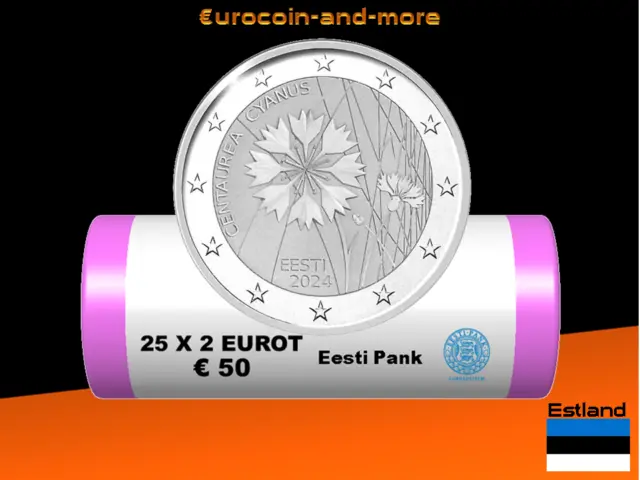 2 Euro Estland 2024 Nationalblume - Kornblume  Rolle 25x2 Euro