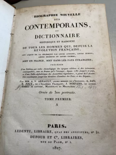 Biographie nouvelle des contemporains Arnault, Jouy / 300 gravures / 1827 3