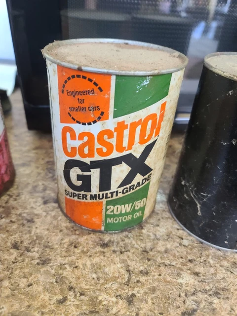 Vintage Castrol GTX Super Multi Grade 20W/50 Motor Oil Cardboard Can 1qt *FULL*