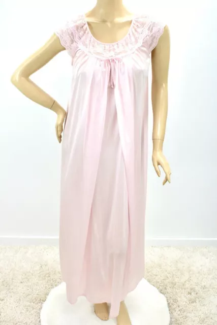 Vintage Nylon Nursing Nightgown M Breastfeeding Gown Pink Lace Gilead USA
