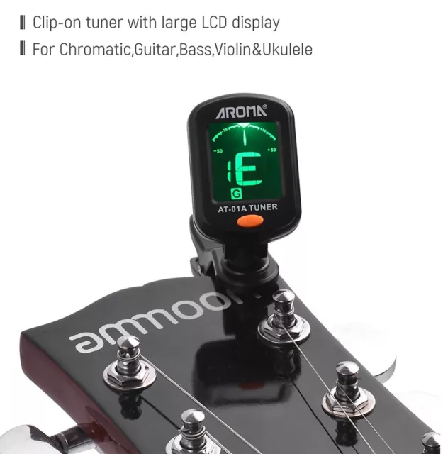 Portable 360° Rotation LCD Screen Clamp Chromatic Guitar Tuner 3