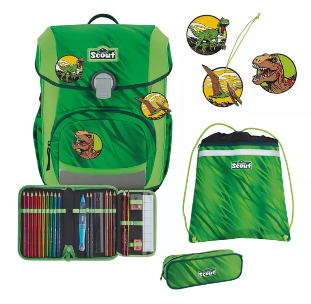 Scout Basic Neo Set 4 Piezas Mochilas Escolares Dino Rex Verde