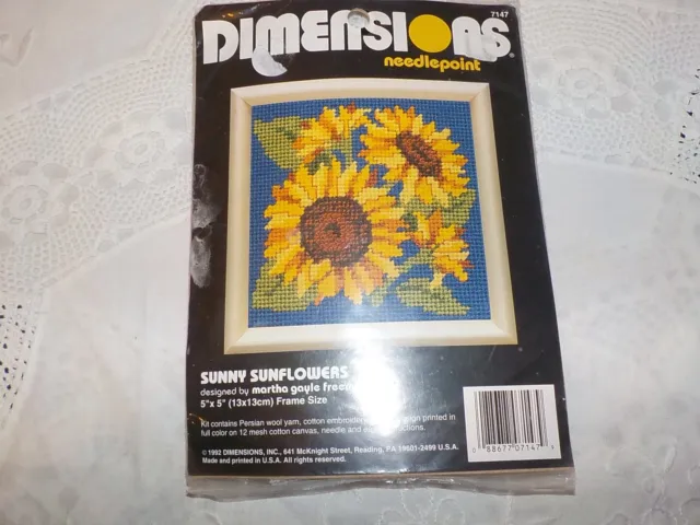Kit de tapiz de imagen pequeña Dimensions Needlepoint girasoles girasoles de 5"" x 5"" (d)