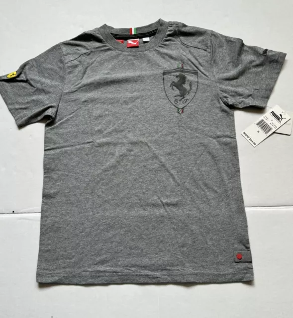 Puma Ferrari SF Big Shield Tee Boys Size Medium Gray T Shirt Supplier NWT 2