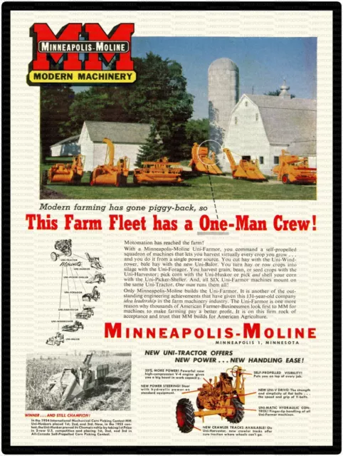 Minneapolis Moline One Man Crew Tractor Ad 9" x 12" Metal Sign