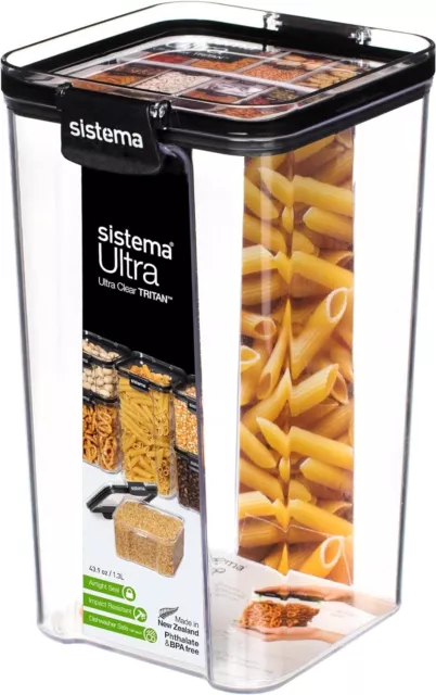 Sistema Ultra Tritan Airtight Pantry Storage Container | 1.3 Litre Square Food