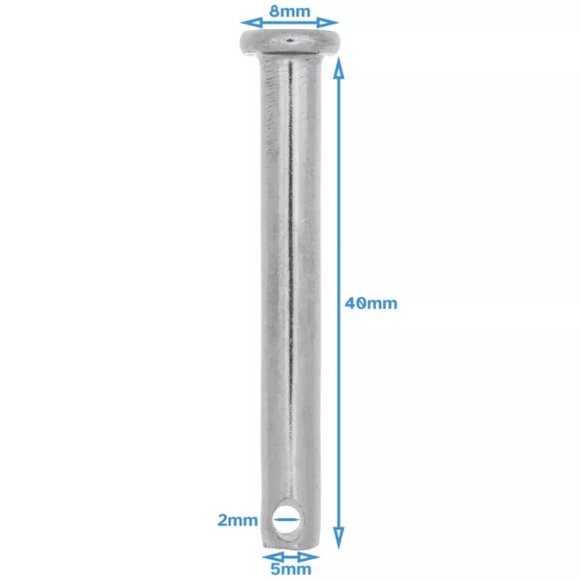 5pcs M5 5mm x 40mm 304 Stainless Steel Clevis Pin Fastener Tool Hinge Link 2