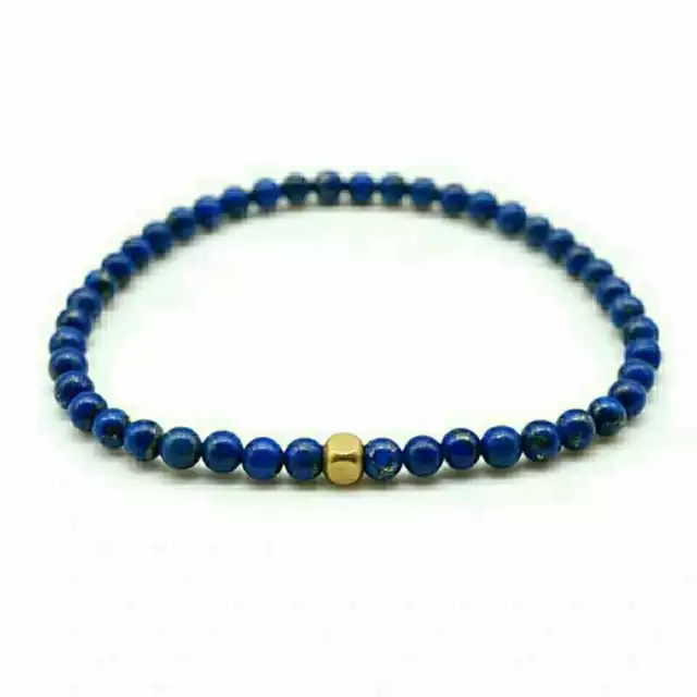 4 mm perles naturelles lapis-lazuli bracelet manchette chanceux guérison bénédiction 2