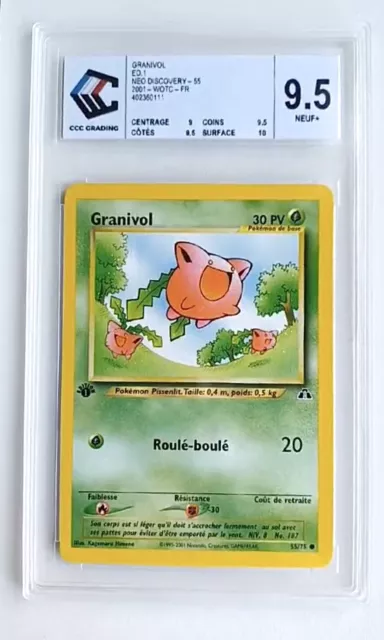 Carte Pokémon | Granivol | 55/75 | CCC 9,5 | Neuf | Edition 1 |FR| Neo Discovery