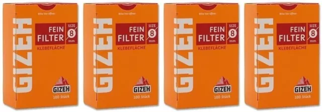 Gizeh Fein Filter 8mm 10x 100er Box Drehfilter Eindrehfilter Zigarettenfilter