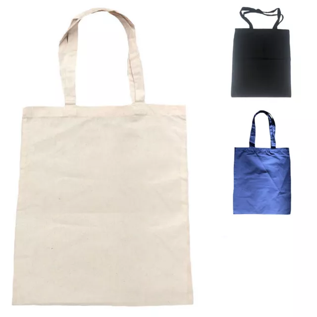 1 Dozen Natural Cotton Plain Grocery Shopping Tote Bags 16" Wholesale Bulk