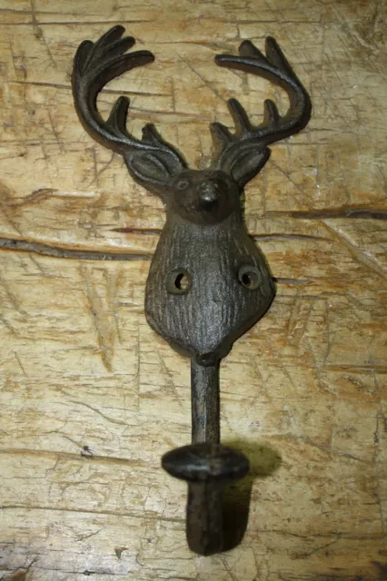 Cast Iron DEER Towel Coat Hooks Hat Hook Key Rack Ranch Hunting Camp Decor ELK