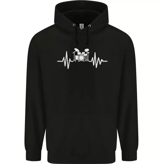 Felpa con cappuccio Pulse ECG batteria batterista tamburo uomo 80% cotone