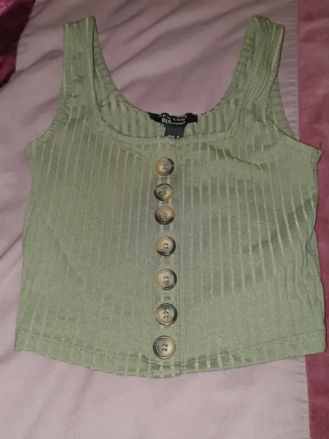 New look 915 age 9 Green Buttoned Cropped Vest Top