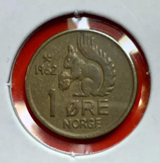 Norway 1 Ore 1962 Squirrel Animal Coin