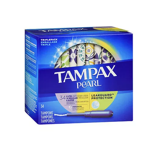 Tampax Pearl Tampons Plastic Applicator Unscented Multi