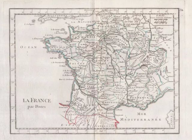 France Frankreich gravure carte Karte map Kupferstich engraving Le Rouge 1767