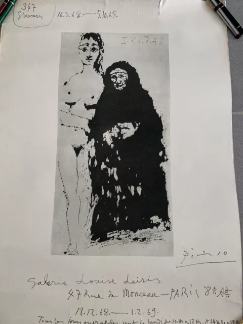 Ancienne affiche Picasso 347 gravures galerie Louise Leiris 1968 2