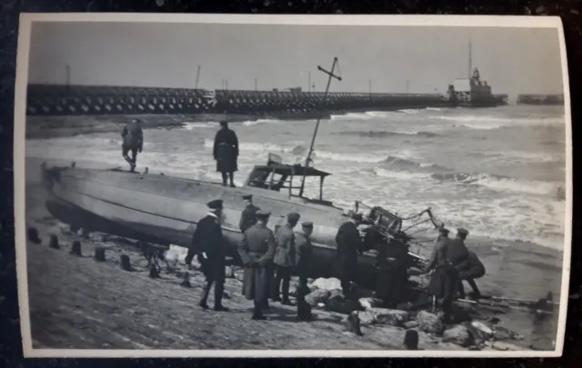 WWI UK KO commando ship Zeebrugge (?) north sea navy raid  Germany postcard RPPC
