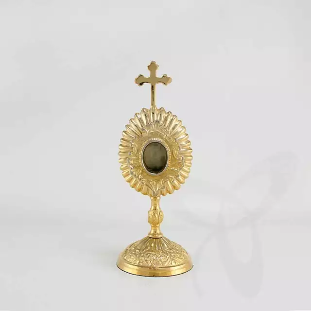 2688 OSTENSOIR MONSTRANCE EN METAL DORE Reliquary reliquaire massif GOLD pl 17cm