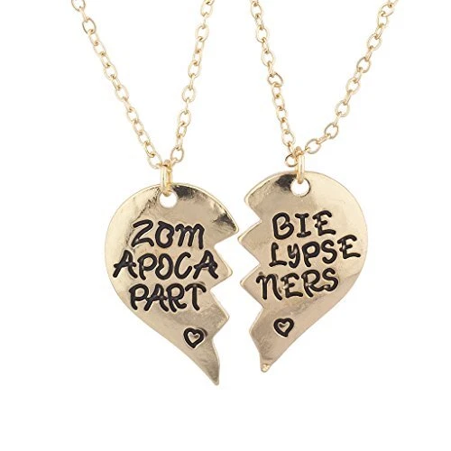 Zombie Apocalypse Partners BFF Best Friend Pendant Matching Necklace Set of 2