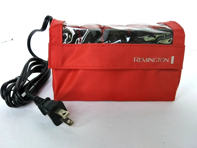 Remington H-1015 Hot Rollers Curlers Travel Set 10 with Pins Red & Black Compact