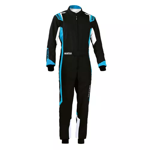 Sparco Thunder schwarz-cyan Gr. XS , Kart Overall Rennanzug  für Motorsport