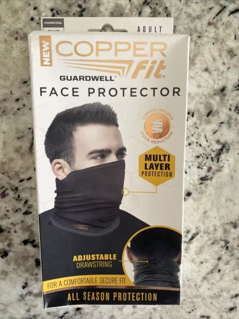 Copper Fit Guardwell Face Protector Mask Gaiter Adult Charcoal/Black Drawstring