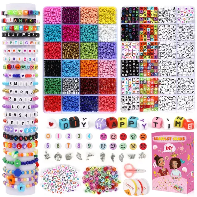 5500pcs kit Para Hacer Pulsera，Cuentas de colores de 4 mm y cuentas de l