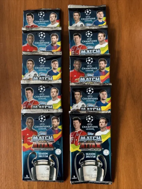 (10) 2017/18 Topps Match Attax Champions League Soccer Sealed Packs-60 Cards !