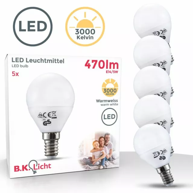 5er SET LED Leuchtmittel E14 Energiespar-Lampe Lampen 5 Watt Glüh-Birne warmweiß