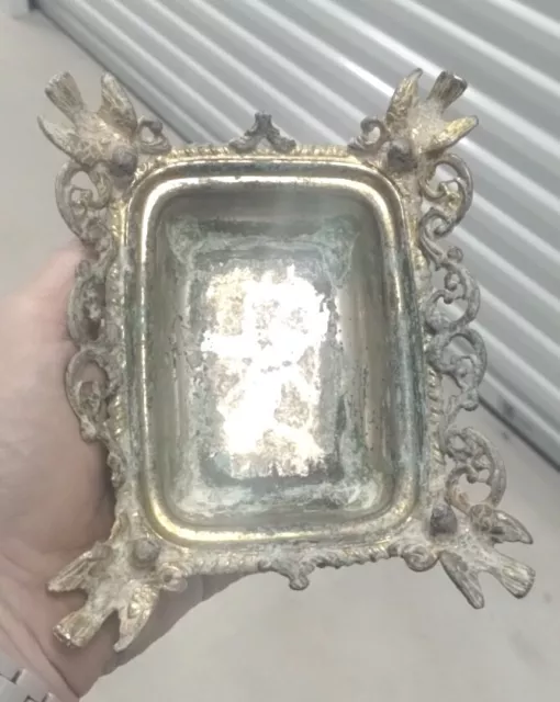 Vintage Gold Tone Soap Dish With Patina* Farmhouse/ Shabby Chic**
