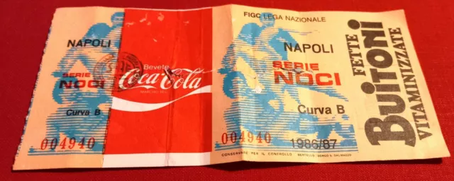 Biglietto Serie Noci Coppa Italia 1986/87 Napoli Bologna 3-0 Maradona =Coca Cola