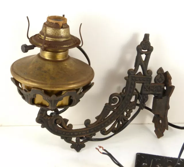Antique Victorian Eastlake Electrified Wall Sconce Lamp Fixture w/ Mount Bracket
