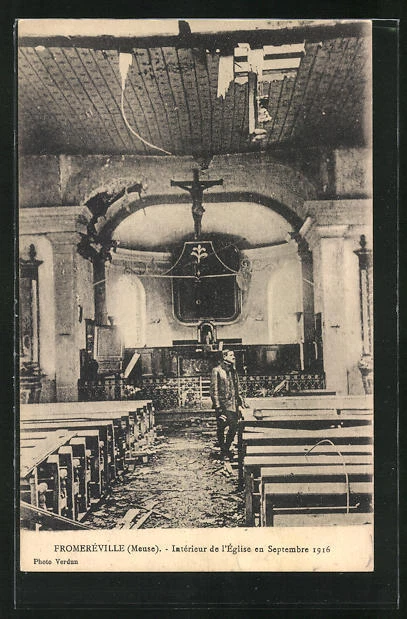 CPA Fromeréville, Intérieur de l´Église 1916
